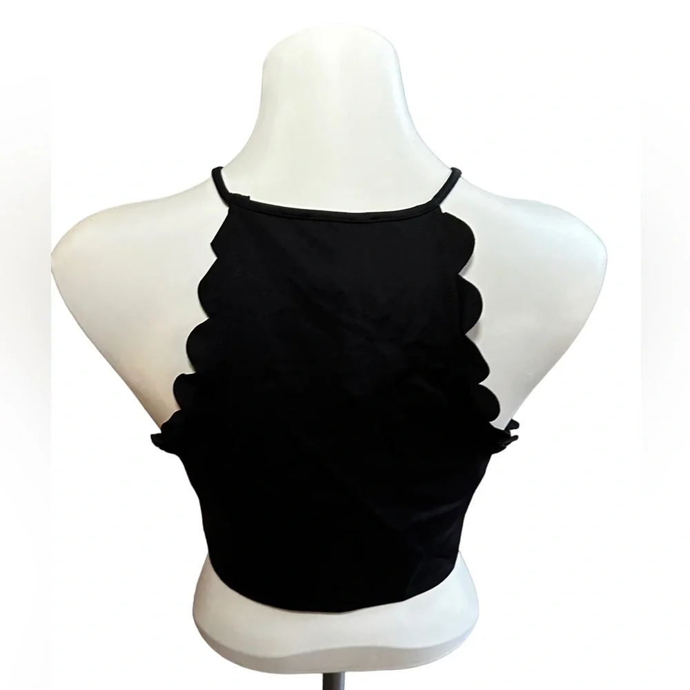 BLACK CROP TOP| scallop sides H&M - Picture 4 of 6